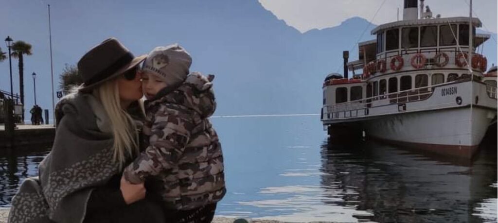 Natalie Forreste with her son, Wolfe Lake Garda 2022